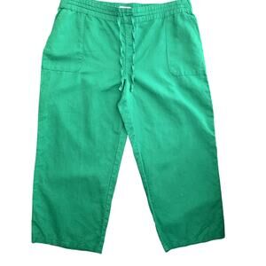 Green Linen Cotton Blend Drawstring Liz Claiborne Women's Pant Size L